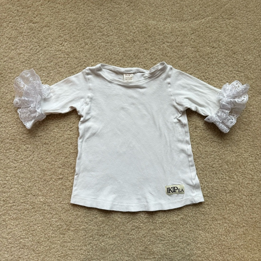 White Kids Top with Lace Sleeves